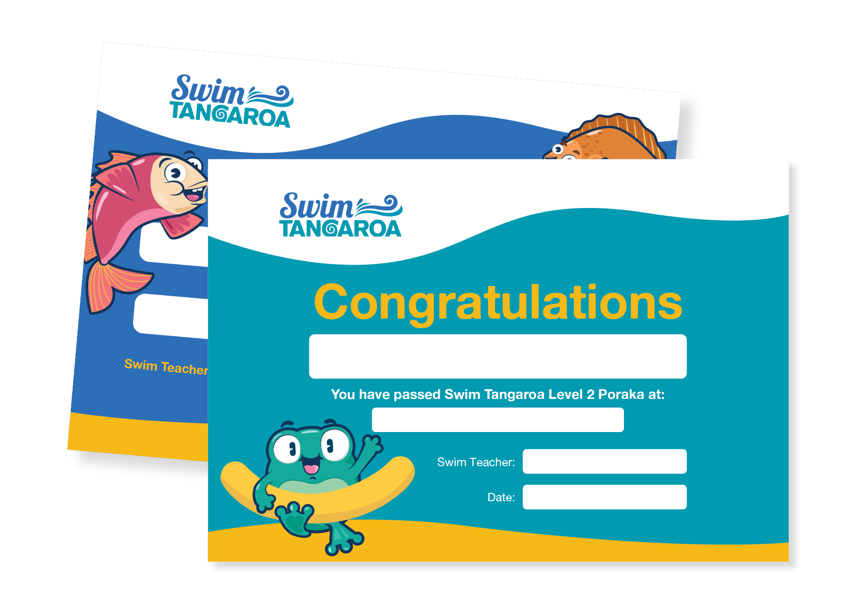 Image of student certificates for swimming lessons